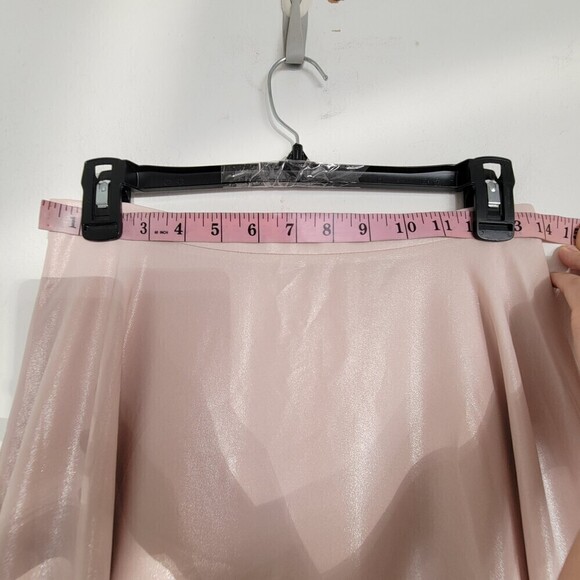 NEW Ted Baker London Pink Shimmery A-Line Gold Zipper Back Midi Modest Skirt 2 - Picture 8 of 12